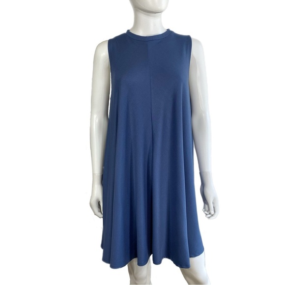 She + Sky Steel Blue Swing High Neck Tent Dress - Picture 1 of 6